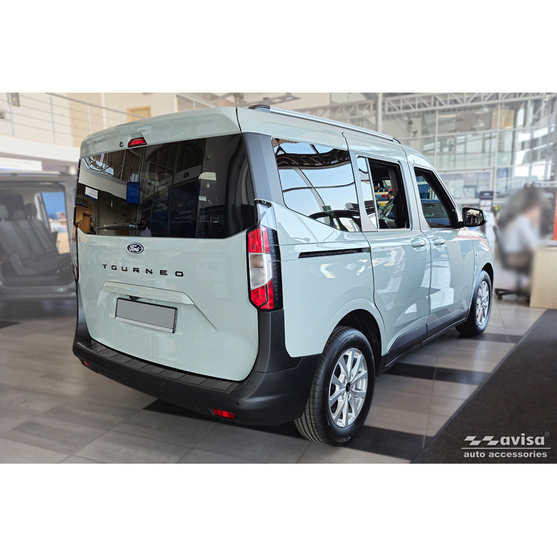 Protection de seuil arrière inox noir sur mesure pour Ford Tourneo Courier II / Transit Courier II 2023- 'Ribs'