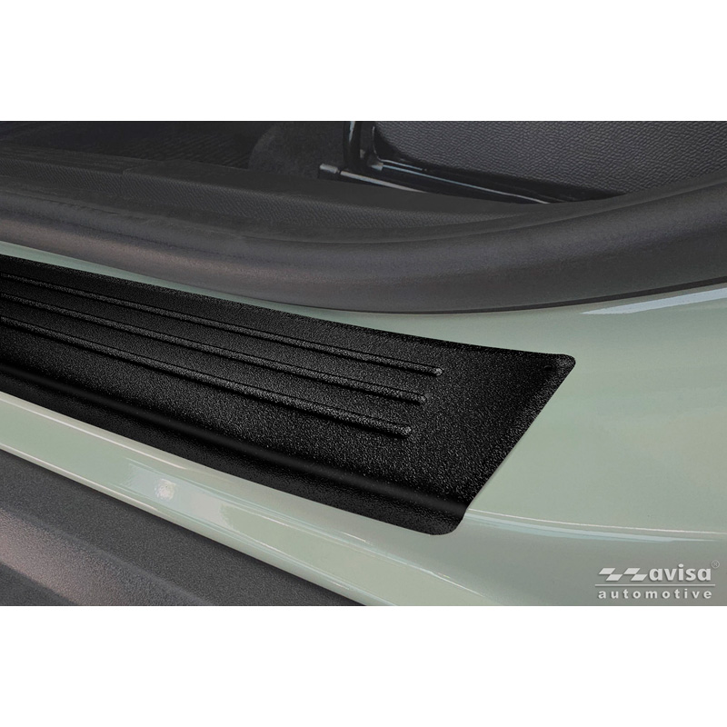 Avisa Seuils de portes inoxydable noir mat sur mesure pour Fiat Grande Panda (328) 2025- - 'Lines' - 4-pièces