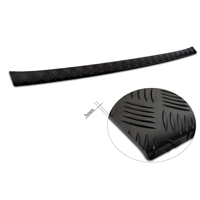 Protection de seuil arrière en aluminium noir mat sur mesure pour Toyota RAV4 (5th Gen.) 2018- & Suzuki Across 2020- 'Riffled Plate'
