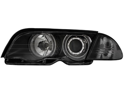 Phares pour les BMW E46 4 door 98-01. Angel Eyes noire