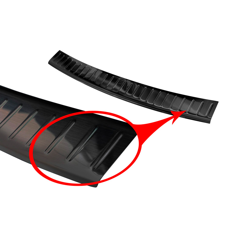 Protection de seuil arrière inox noir sur mesure pour Volkswagen Golf VII Variant 2012-2017 'Ribs'