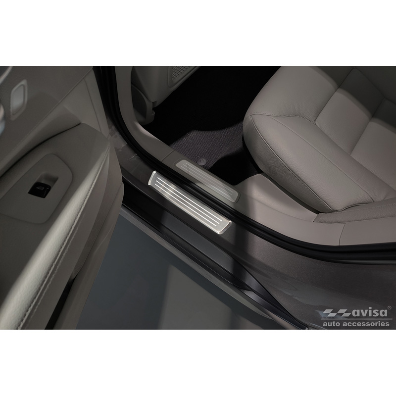 Seuils de portes inoxydable sur mesure pour Volvo V90 & V90 Cross Country 2016- - 'Engraved Lines' - 4-pièces