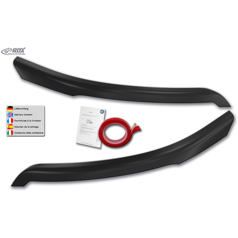 RDX Racedesign Spoilers de phares sur mesure pour Ford Transit (Phares au xénon et halogènes noirs) 2014- (ABS)