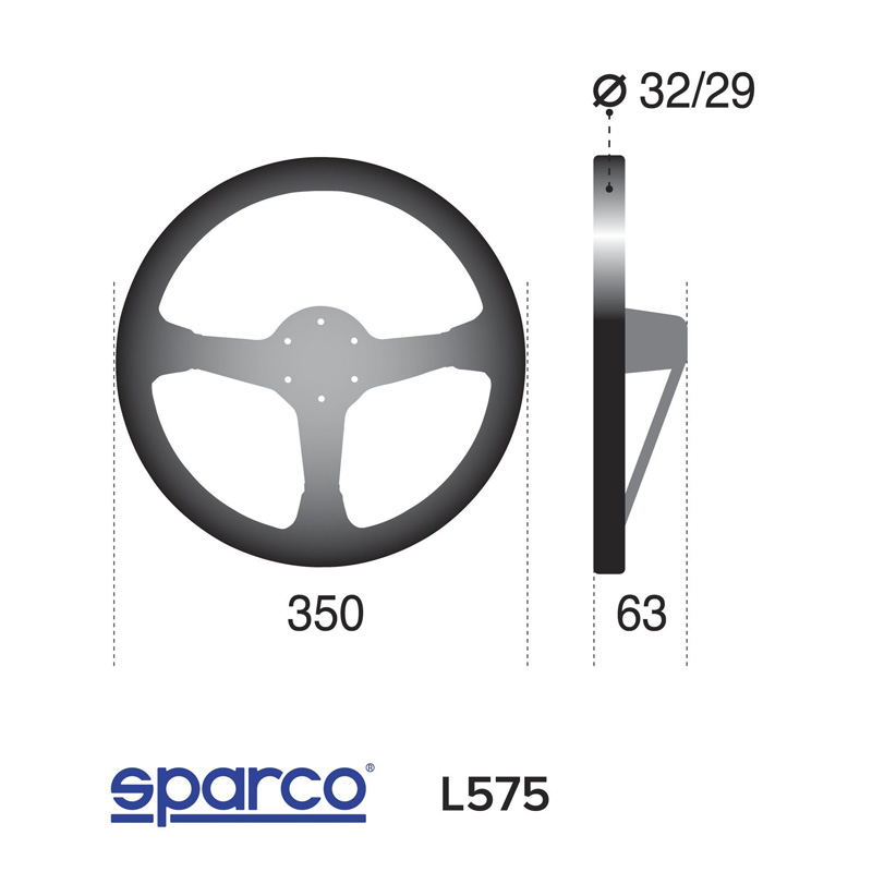 Sparco Volant Universel L 575 - Suède Noir - Diamètre 350mm