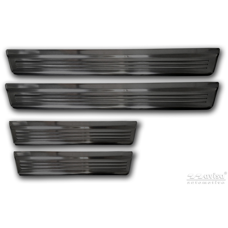 Avisa Seuils de portes inox noir sur mesure pour Nissan Qashqai III 2021-2024 & Facelift 2024- - 'Lines' - 4-pièces