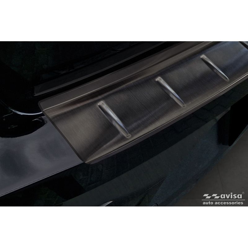 Protection de seuil arrière inox Noir sur mesure pour Polestar 2 2019-2023 & Facelift 2023- 'Ribs'