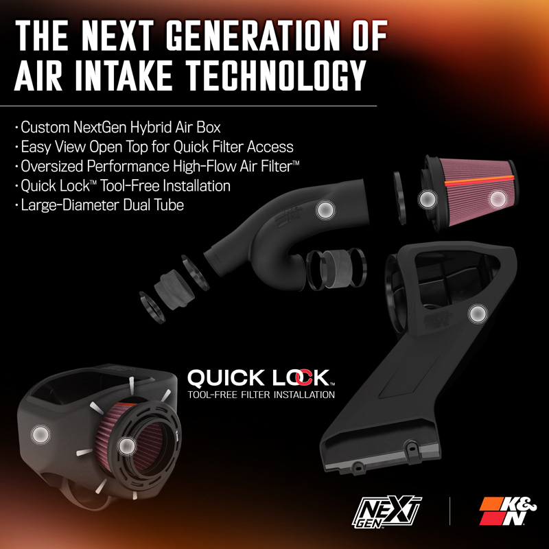 K&N NextGen d'admission d'air froid  sur mesure pour Ford F150 & F150 Raptor 2.7L/3.5L V6 2021- (50-2617)