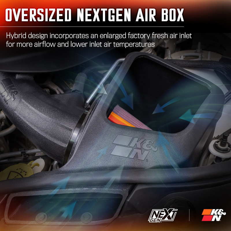 K&N NextGen d'admission d'air froid  sur mesure pour Jeep Grand Cherokee 2016-2022 & Dodge Durango 2016- 3.6L V6 (50-1572)