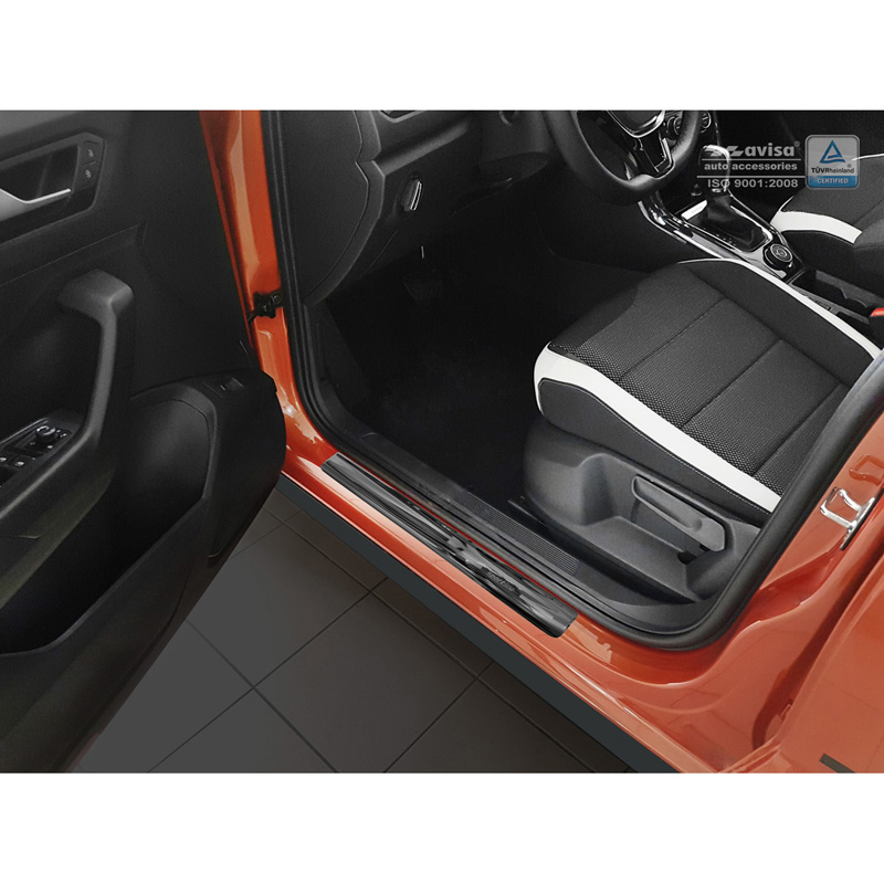 Seuils de portes inoxydable noir sur mesure pour Volkswagen T-Roc 2017-2022 & Facelift 2022 - 'Sportline' - 4-pièces