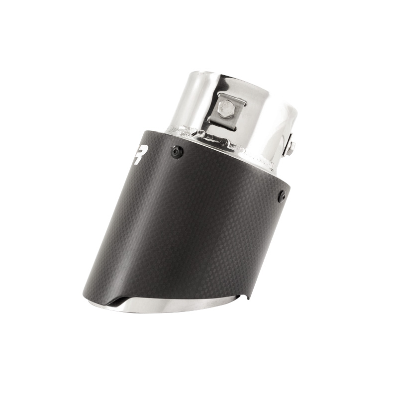 Simoni Racing Embout d'Échappement Rond/Oblique Carboné-Mattes+Inox - Ø102xL155mm - Montage 50-76mm