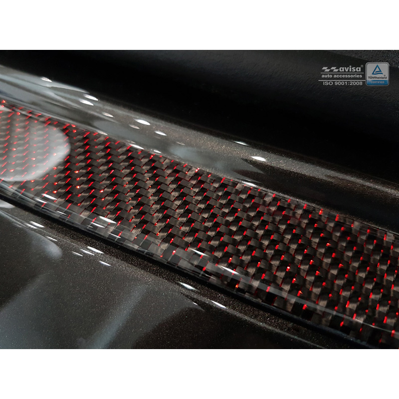Protection de seuil arrière carboné sur mesure pour BMW Série 7 G11/G12 2015-2019 excl. Paquet M - Carboné noir-rouge