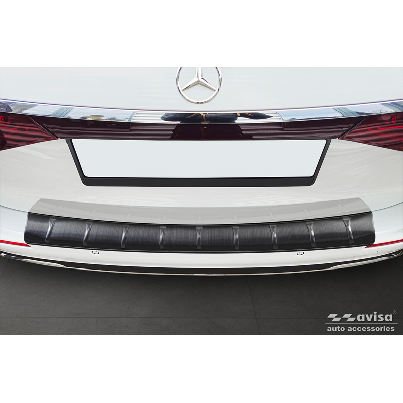 Protection de seuil arrière inox noir sur mesure pour Mercedes Classe-E (S214) Estate 2023- 'Ribs'