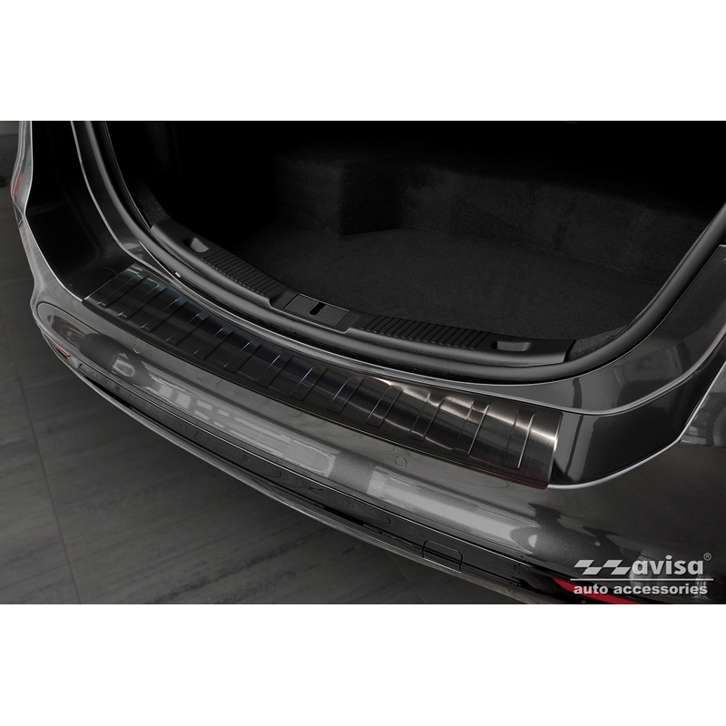 Protection de seuil arrière inox noir sur mesure pour FFord Mondeo V Hatchback/Sedan 2014-2019 & FL 2019- 'Ribs'