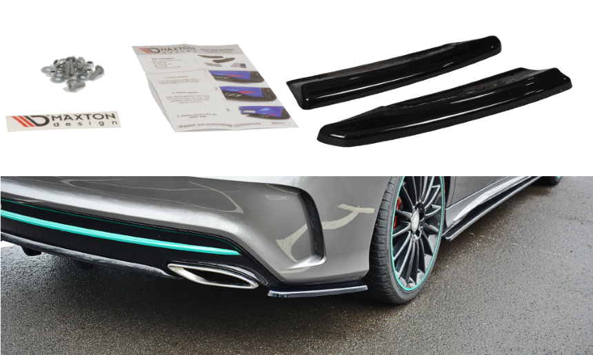 Achter zijskirts Mercedes CLA C117 AMG-Line Maxton Design glans zwart