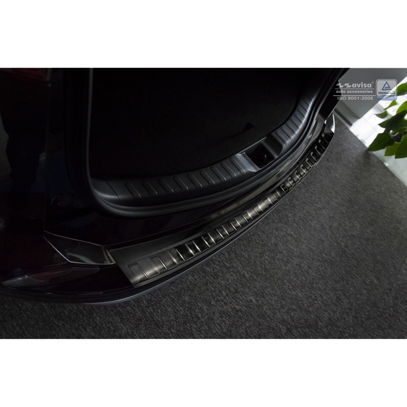 Protection de seuil arrière inox noir sur mesure pour Toyota RAV4 2016- 'Ribs'