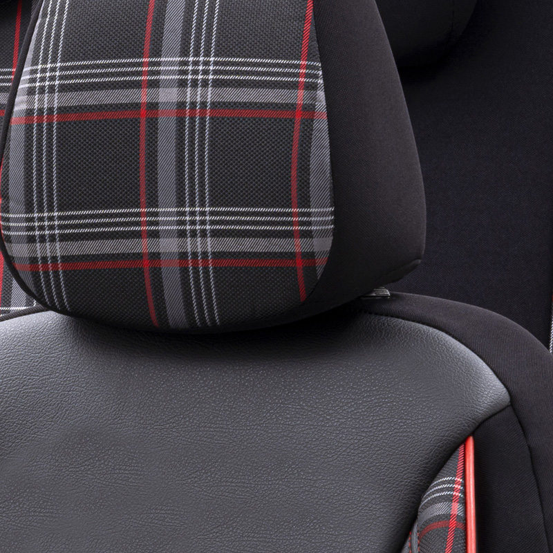 Housse de sièges universel en textile 'Sports' Noir/Gris/Rouge - 11-pièces - adapté aux Side-Airbags