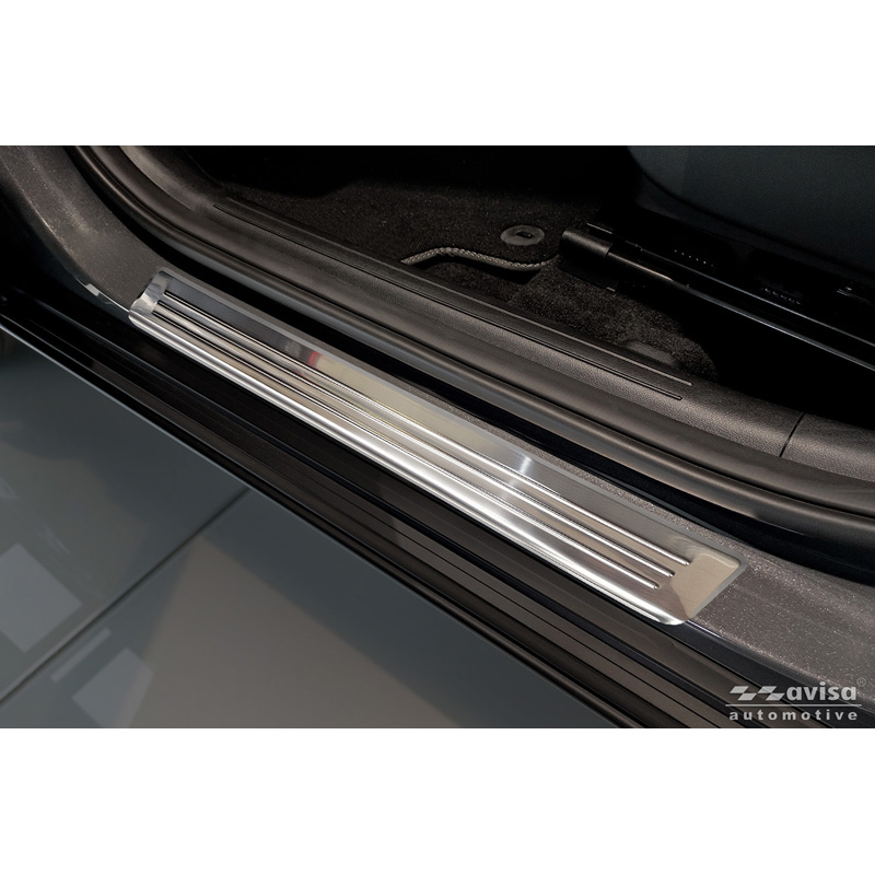 Avisa Seuils de portes inoxydable sur mesure pour Hyundai Kona II 2023- / MG 3 2024- / MG ZS II 2024- 'Lines' - 4-pièces