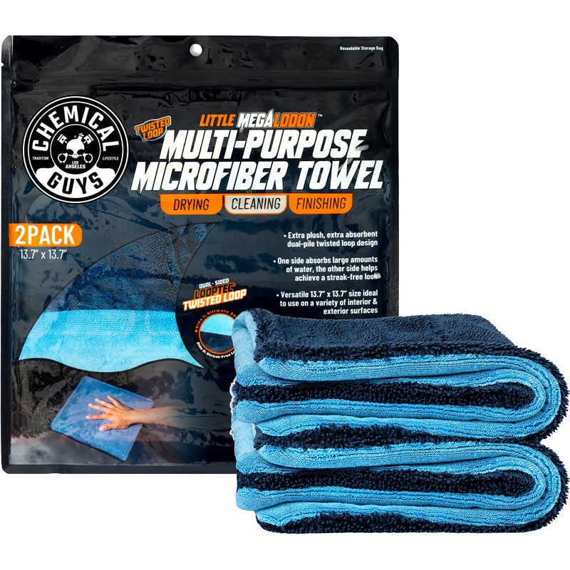 Chemical Guys Little Megalodon Multi-Purpose Microfiber Towel 13,7x13,7inch (2-Pack)