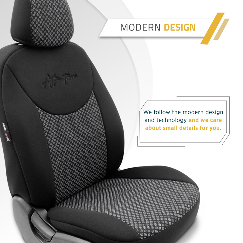Housse de sièges universel en textile 'Attraction' Noir/Gris - 11-pièces - adapté aux Side-Airbags