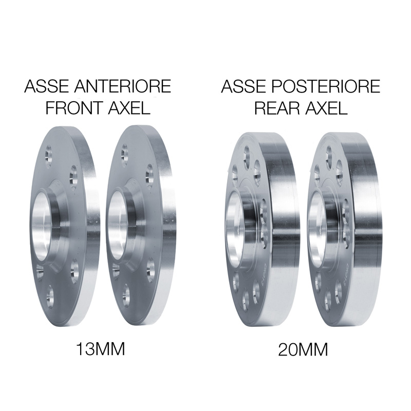 Simoni Racing Kit d'Élargisseurs de Roue en aluminium - 2x13mm(AV) - 2x20mm(AR) (Moyeu 57,1mm) avec boulons de roue - sur mesure pour Audi, VW, Seat, Cupra divers