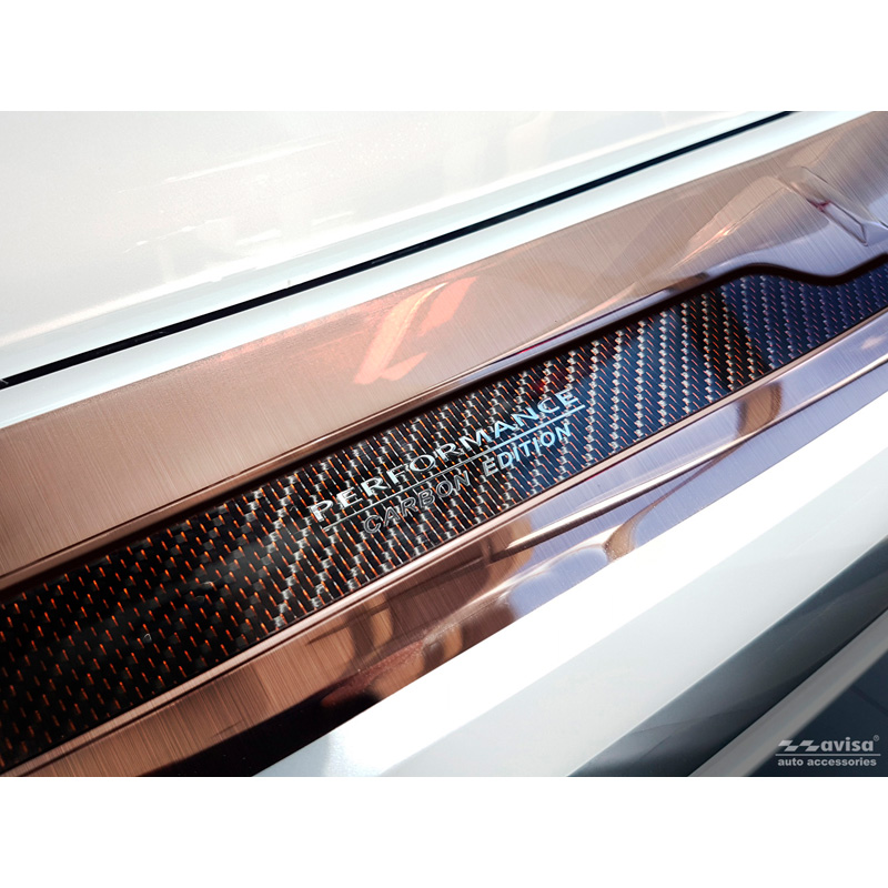 Protection de seuil arrière inox 'Deluxe' sur mesure pour BMW X5 G05 Paquet M 2018- 'Performance' excl. M-Competition Cuivre Brossé/Carbone Cuivre
