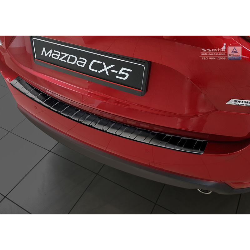 Protection de seuil arrière inox noir sur mesure pour Mazda CX5 II 2017- incl. Facelift 'Ribs'