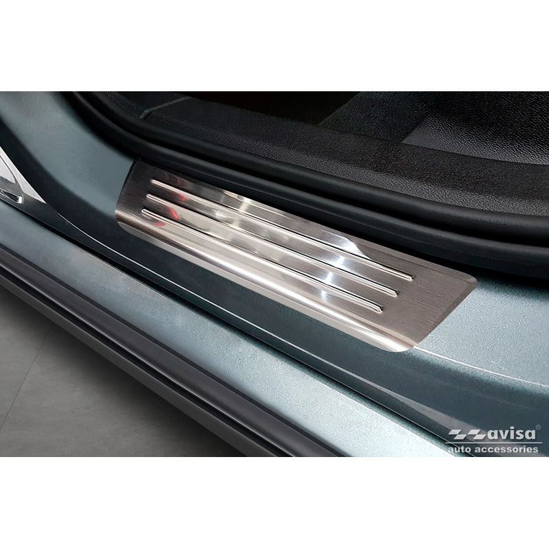 Seuils de portes inoxydable sur mesure pour Volvo S60 III & V60 II 2018- - 'Lines' - 4-pièces