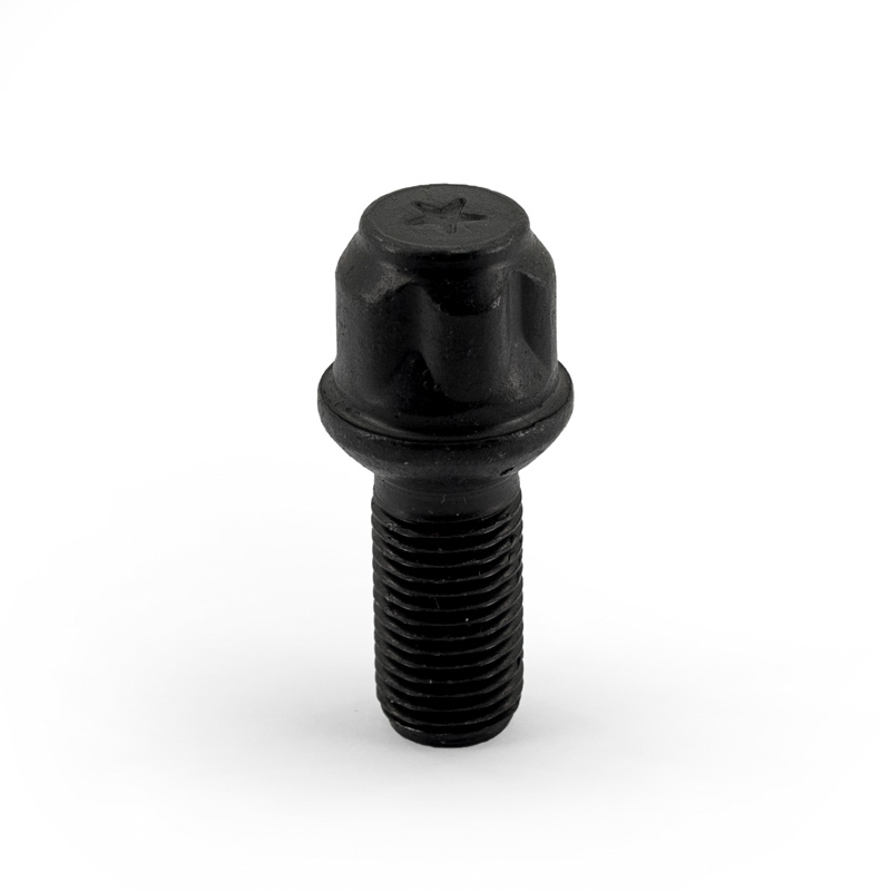 Jeu de antivol de roue H&R R13 M14x1.50x27mm sphérique Noir - 4 boulons antivol de roues avec adaptateur