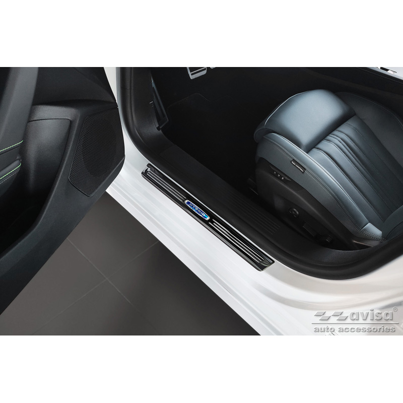 Seuils de portes inoxydable noir sur mesure pour Peugeot 308 III HB & SW 2021- 'Hybrid' - 4-pièces