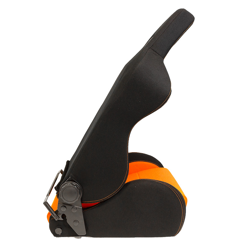Siège baquet 'Eco' - Noir/Orange - Dossier réglable - incl. glissières