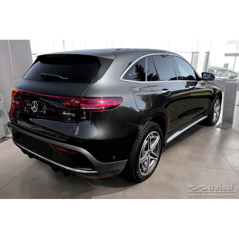 Protection de seuil arrière inox noir sur mesure pour Mercedes EQC (N293) 2019- 'Ribs'