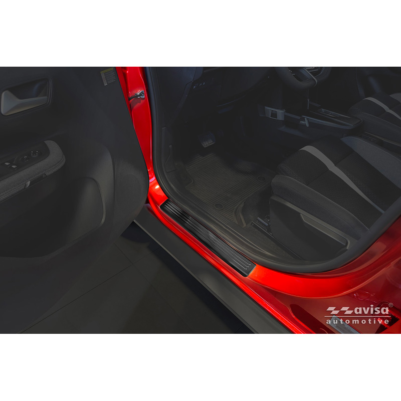 Avisa Seuils de portes inoxydable noir sur mesure pour Opel Frontera (EV) 2024- - 'Lines' - 4-pièces