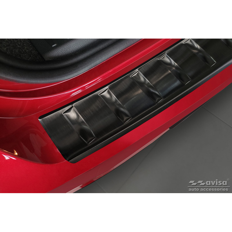 Protection de seuil arrière inox noir sur mesure pour Seat Ibiza 6F Facelift 2021- 'Ribs'