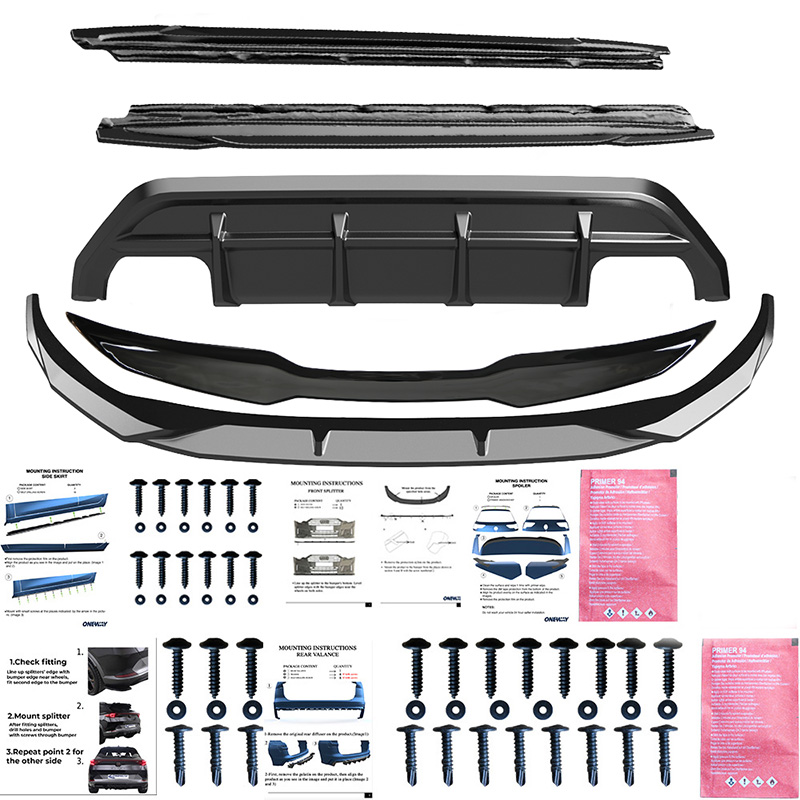 Oneway Kit carrosserie complet sur mesure pour Audi A3 (8Y) Sedan S-Line/S3 Facelift 2025- - Noir brillant