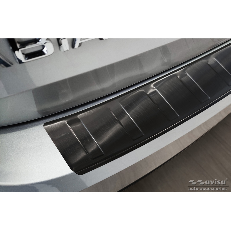 Protection de seuil arrière inox noir sur mesure pour Skoda Fabia IV Hatchback 2021- 'Ribs'