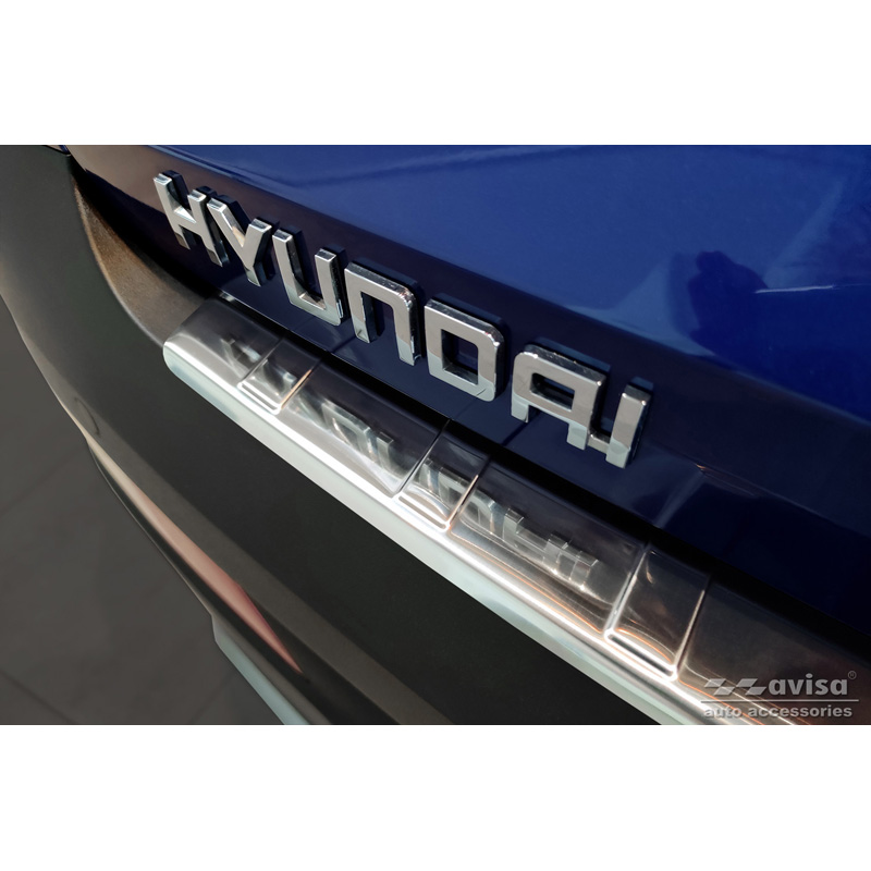 Protection de seuil arrière inox sur mesure pour Hyundai Bayon 2021- 'Ribs'