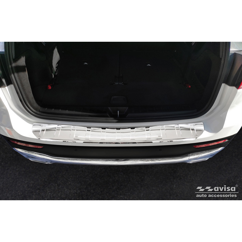Protection de seuil arrière inox Chrome sur mesure pour Mercedes GLB (X247) incl. AMG 2019- 'Ribs'