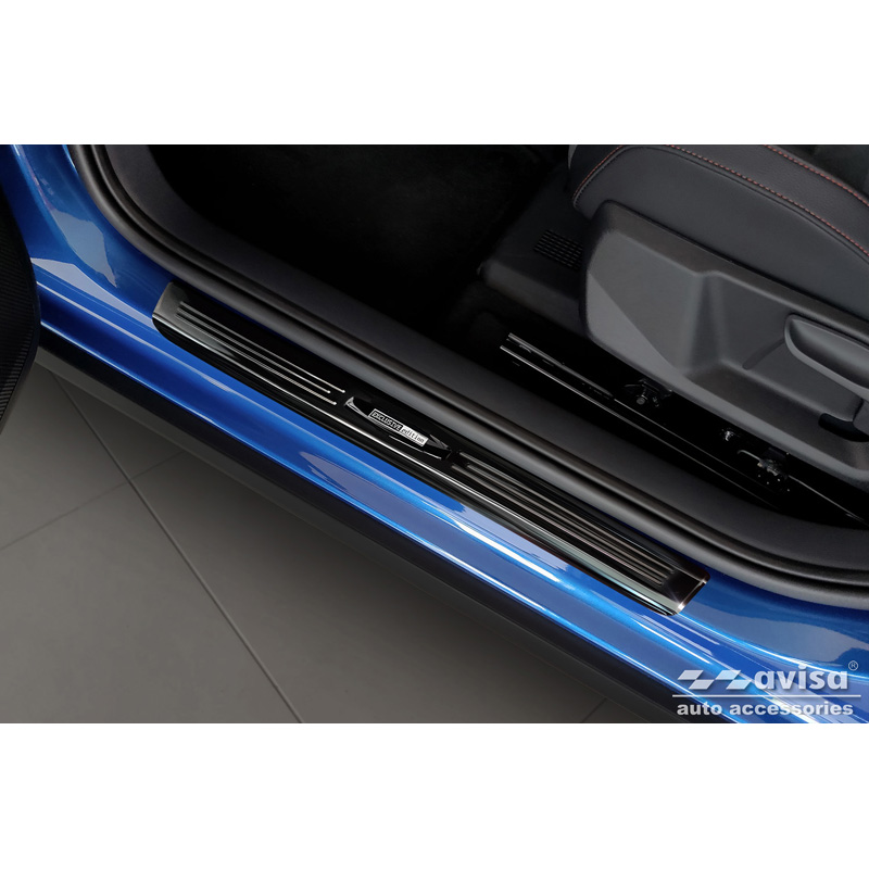 Seuils de portes inoxydable noir luisant sur mesure pour Seat Arona 2017-2021 & FL 2021- - 'Exclusive' - 4-pièces