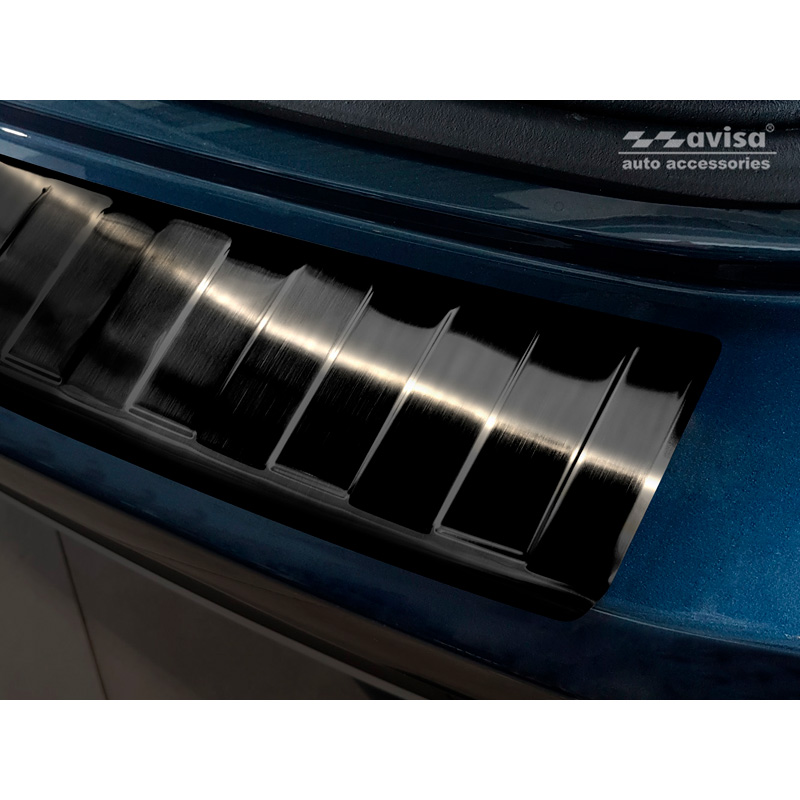 Protection de seuil arrière inox noir sur mesure pour Mercedes Classe-B W247 2018- 'Ribs'