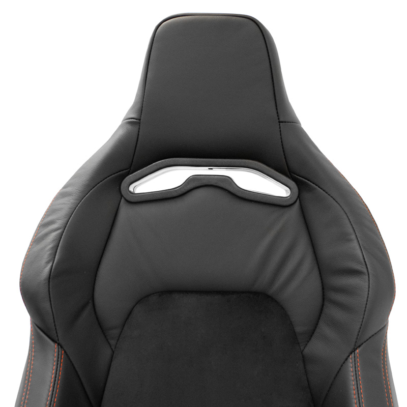 Siège baquet 'VGR Premium' - Cuir & Alcantara Noir + Surpiqûres rouge - Dossier réglable - incl. glissières