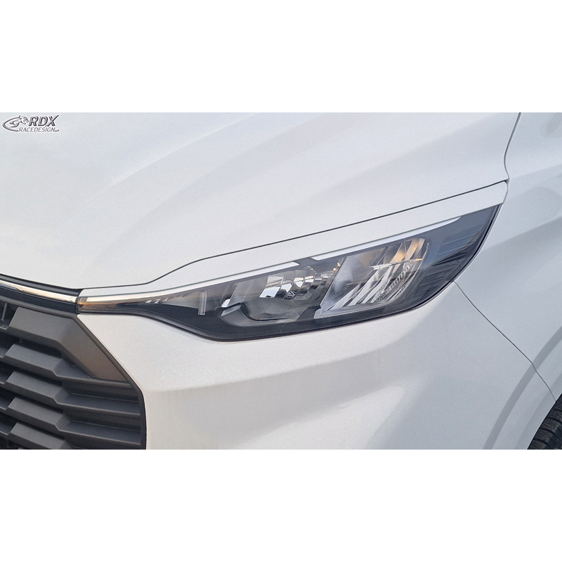 RDX Spoilers de phares sur mesure pour Ford Transit Custom & Tourneo Custom (V710) 2023- (avec phares halogènes) (ABS Blanc Brillant)