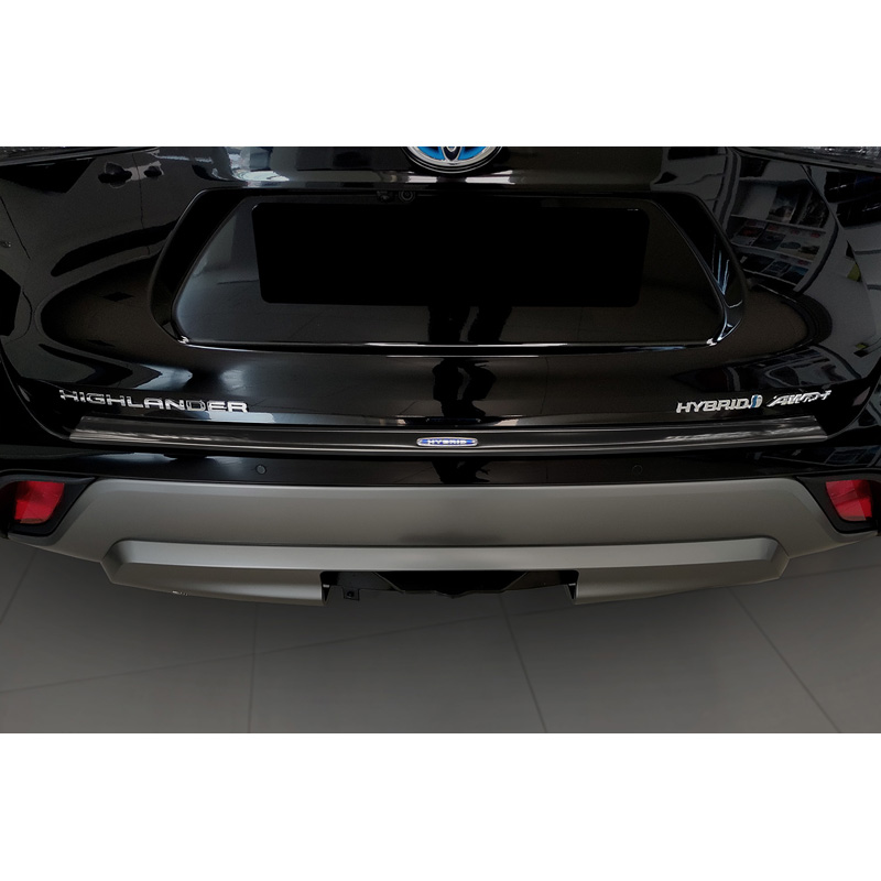 Protection de seuil arrière inox noir sur mesure pour Toyota Highlander (XU70) 2020- 'Hybrid'