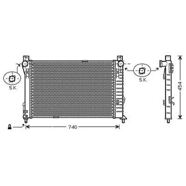 Radiator W203 00->> 649x414 2.7CDI +AC