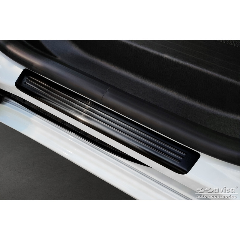 Seuils de portes inox noir sur mesure pour Renault Kangoo III Furgon & Nissan Townstar & Mercedes Citan 2021- - 'Special Edition' - 4-pièces