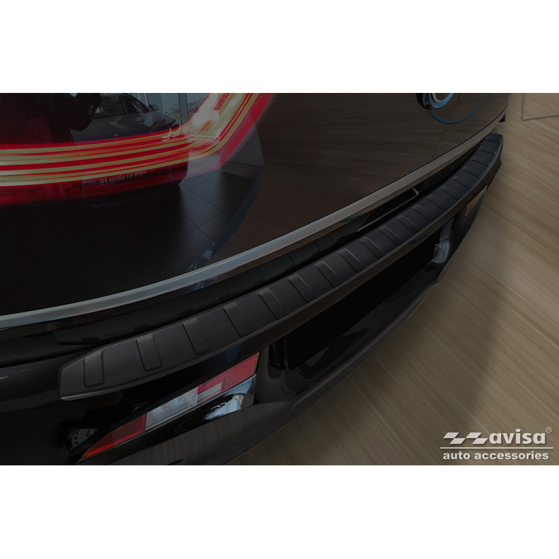 Protection de seuil arrière inox noir mat sur mesure pour BMW i3 (i01) 2013-2017 & FL 2017-2022 'Ribs'