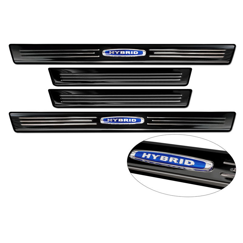 Seuils de portes inoxydable noir luisant sur mesure pour BMW X7 G07 2019- 'Hybrid' - 4-pièces