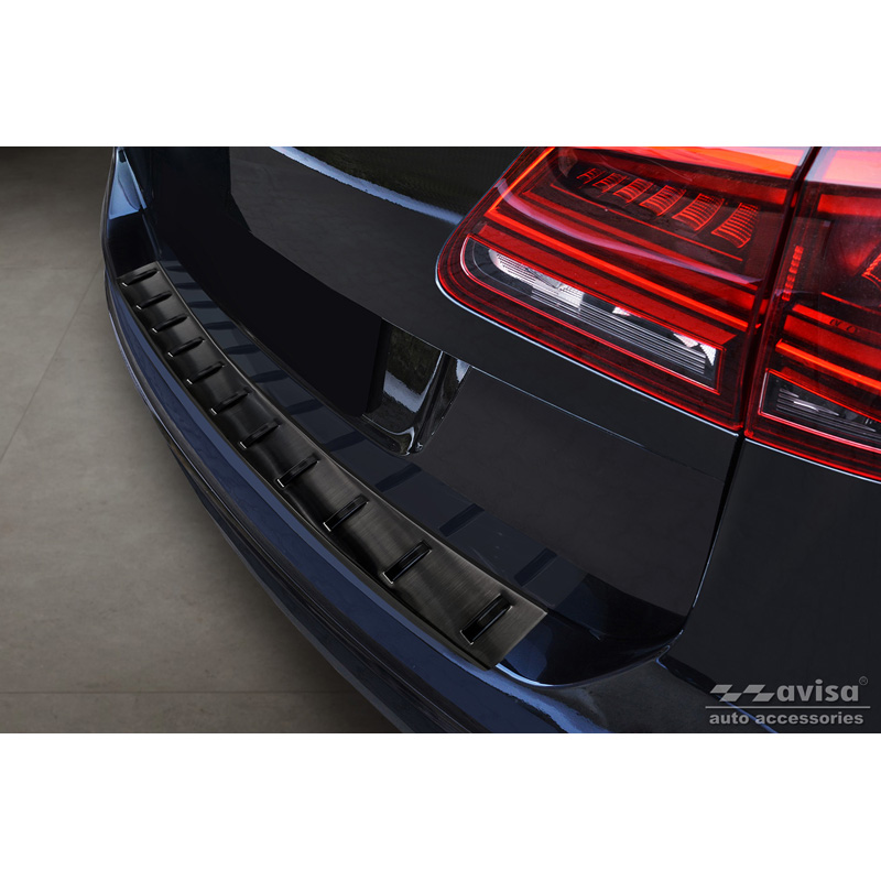 Protection de seuil arrière inox noir sur mesure pour Volkswagen Sharan II & Seat Alhambra II 2010- 'STRONG EDITION'