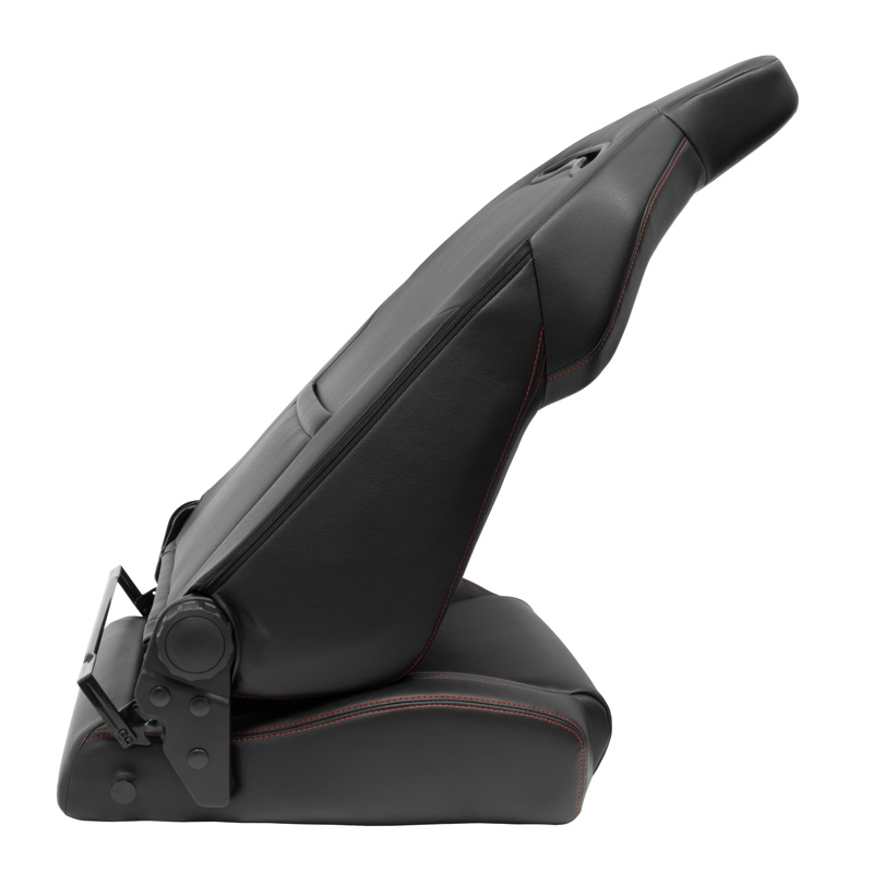Siège baquet 'VGR' - Simili Cuir Noir + Surpiqûres rouge - Dossier réglable - incl. glissières