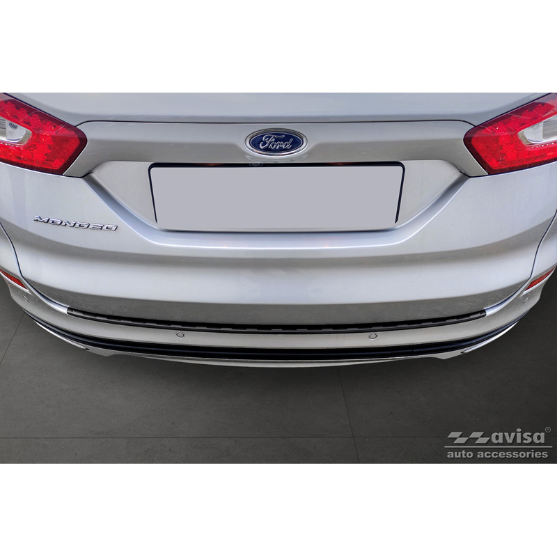 Protection de seuil arrière inox noir mat sur mesure pour Ford Mondeo V Wagon 2014- 'Ribs'