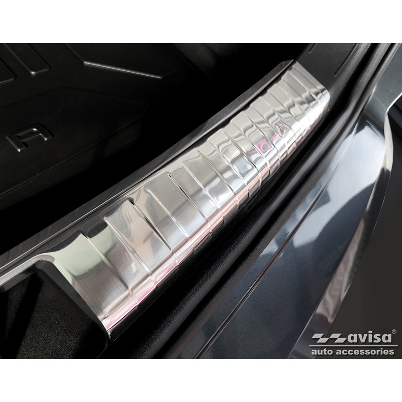 Protection de seuil arrière d'intérieur inox sur mesure pour Seat Ateca 2016-2020 & FL 2020- incl. Cupra Ateca 2018- 'Ribs'